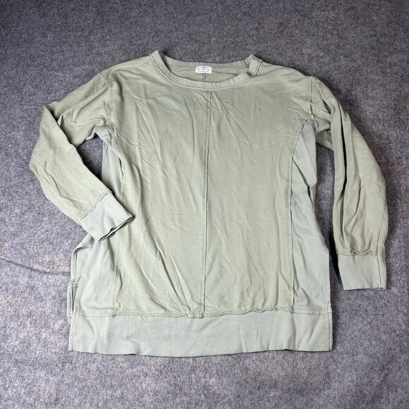 Anthropologie T.La Ribbed Trim Tunic Sweatshirt Women’s Medium Guacamole Green - Picture 1 of 8